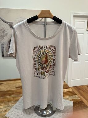 Lake Tahoe Graphic Tee - Neutral Crew Neck Women's Top Large